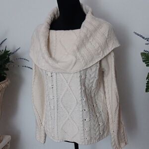 Mystree Cream Cowl Neck Sweater